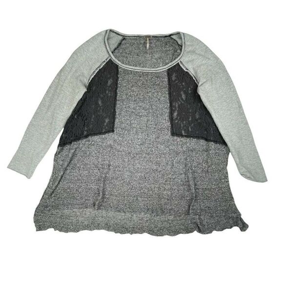 Free People Lace Inset Colorblock Pullover Sweater - Picture 2 of 7